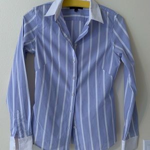 Banana Republic Striped Blue & White Blouse Size 0
